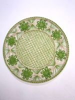 Napperon de table rond artisanal en raphia bleu marine, élégant et rustique, en forme de palmier Iraca, pour la salle à manger