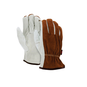 Gants de sécurité en cuir pleine fleur lisse antidérapants avec poignet élastique, gants de travail polyvalents - Product Image 1