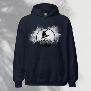 Sudadera con Capucha Negra para Hombre con Estampado de Snowboarder, Corte Regular, Algodón French Terry, Ropa Casual de Otoño - Product Image 2