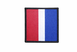 Custom Embroidered DZ Flash Style Uniform <b>Patch</b> Red White Blue with Black Border - Product Image 3