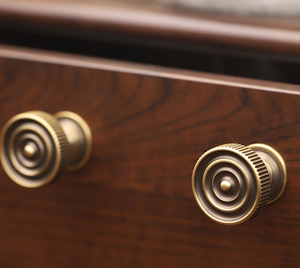 <b>Antique</b> <b>Brass</b> Round Cabinet <b>Knobs</b> Knurled Edge Vintage Furniture Drawer Pull Hardware - Product Image 3