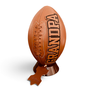 GRANDPA Geoffrey's Vintage Retro Classic Appli Logo 100% Tan Cow <b>Leather</b> Handmade Lightweight High Air Size 7 American <b>Football</b> - Product Image 3