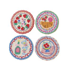 Posavasos bordado con cuentas redondas estilo bohemio, arte de bordado con cuentas. - Product Image 3