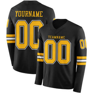 Custom Maroon Gold American Football Jersey V-Neck Short Sleeve Mesh Breathable 100% Polyester Sublimated Print Team <b>Name</b> Number - Product Image 6