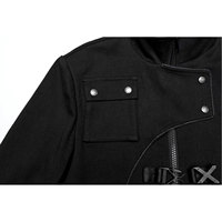 Veste Moto Noire Homme en PU, Col Montant, Fermeture Éclair, Décorations à Boucles, Coupe Coupe-Vent Slim, Style Streetwear Automne