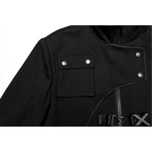 Men Black <b>Gothic</b> Cyberpunk Deconstruction Fit <b>Jacket</b> Buckle Decor Symmetrical Zippered Coat Streetwear 2026 - Product Image 5