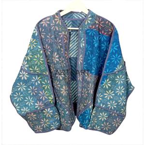 Handmade Vintage Autumn New Arrival Women's Cotton Designer Kantha <b>Jacket</b> <b>Short</b> Multi Color Ethnic Style Open Closure - Product Image 1