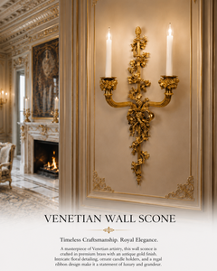 Majestic Venetian Luxury <b>Wall</b> <b>Sconce</b> Baroque Decorative <b>Wall</b> <b>Light</b> with Ornate Mirror Detailing, Decorative Brass Structure - Product Image 5