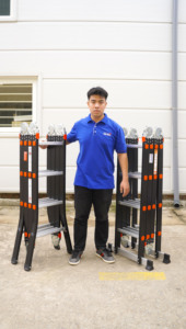 EN131 NIKAWA NVLG-45 4-Section Aluminum Folding <b>Ladder</b> 12ft Multi-Position Home Supermarket Use 150kg Capacity Manual Lock - Product Image 6