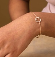 Bracelet d'amitié en or massif 10K 14K 18K avec visage souriant de designer, diamant naturel cultivé en laboratoire, cadeau d'anniversaire