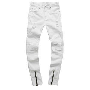 Jean droit décontracté et professionnel pour homme, coupe classique, en denim bleu vintage, avec boutons et rivets, haute élasticité, délavage à la pierre, collection automne-hiver - Product Image 3