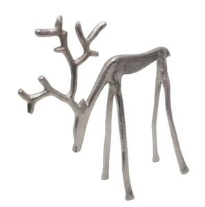 กวางเรนเดียร์ตกแต่งทำจากอะลูมิเนียมและไม้ พร้อมฐานไม้รูปสี่เหลี่ยมผืนผ้าสีทอง สำหรับตกแต่งบ้าน ทำด้วยมือ - Product Image 4