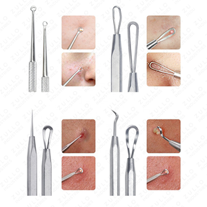 ชุดอุปกรณ์กำจัดสิวเสี้ยนสแตนเลสสตีล 5 ชิ้น ระดับมืออาชีพ พร้อมกระจกและกล่องพกพา OEM - Product Image 6