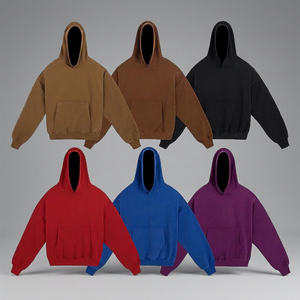 เสื้อฮู้ดดี้ผู้ชายทรงยาวผ้าฝ้าย 100% ทรงหลวมสไตล์ฝรั่งเศส สตรีทแวร์ สีพื้น ทรงปกติ น้ำหนัก 400 กรัม สำหรับฤดูใบไม้ผลิ - Product Image 5