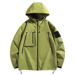 Chaqueta Impermeable de Alta Gama, Extragrande, Blanca, Cortavientos, con Capucha, Estilo Urbano, Funcional para Exteriores, con Múltiples Bolsillos - Product Image 3