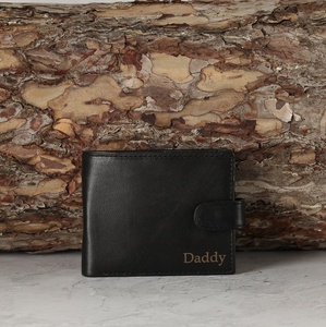 Cartera de cuero negra personalizada para hombre, tarjetero grabado, regalo para cumpleaños, aniversario, para hombre, personalizado, vintage - Product Image 1