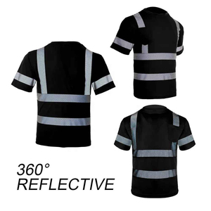 เสื้อยืดสะท้อนแสงคุณภาพสูงขายส่ง เสื้อท็อปส์นิรภัย เสื้อยืดนิรภัย สีดำ บริการ ODM OEM - Product Image 3