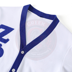 เสื้อคาร์ดิแกน Sorority Zeta สำหรับผู้หญิง สีขาว-น้ำเงิน ปักตัวอักษรกรีก ZPB ผ้าถักนิตติ้ง 100% ผ้าฝ้ายฟลีซ คอวี เสื้อสเวตเตอร์สไตล์คอลลาจ - Product Image 3