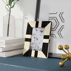 Modern Printed Black and <b>Cream</b> Geometric Wood & Bone <b>Photo</b> <b>Frame</b> 4x6 Inches Home Decor - Product Image 6