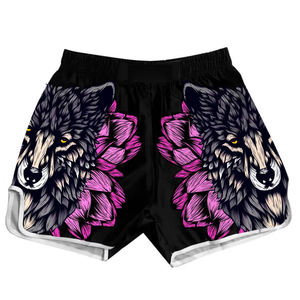 Shorts de boxe graphiques Loup Furieux de Qualité Supérieure, Taille Haute Élastique, pour Entraînement MMA, Coupe Ample, en Satin - Product Image 5