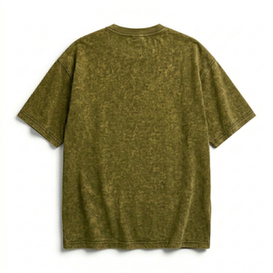 T-shirt Homme Délavé Effet Usé Coton Coupe Décontractée Style Urbain Tissu Épais Confortable Vente en Gros Fabrication - Product Image 2