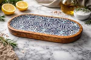 Plateau de service en bois de grande qualité avec motif imprimé en émail pour servir le petit-déjeuner, le café et le thé, à prix avantageux et optimal - Product Image 2