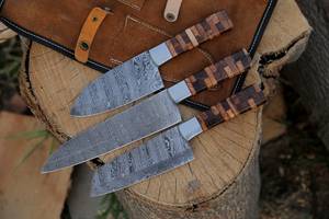 Premium High Carbon Steel Chef <b>Knife</b> <b>Set</b> with Wood Handle Design for Home Kitchen Cooking Food Preparation Chef <b>Knife</b> <b>Sets</b> - Product Image 4