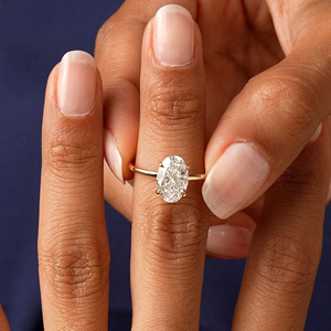 Anillo de compromiso de lujo para mujer con diamante sintético cultivado en laboratorio de 2 quilates, corte ovalado, oro amarillo, certificado IGI - Product Image 5