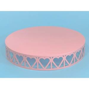 Soporte Redondo Nórdico de Metal con Corazón Recortado para Tartas, Bandeja de Exhibición de Postres para Bodas y Fiestas, Soporte para Cupcakes y Repostería en Rosa y Blanco, Vajilla - Product Image 2