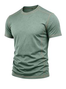 Camiseta de Manga Raglán con Cuello Redondo para Hombre, Corte Regular, Color Sólido, Tejido de Algodón, Informal, Ecológica, 180g - Product Image 3