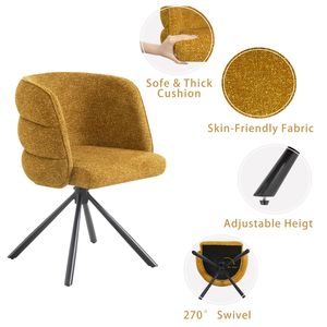 Set di 2 Sedie da Pranzo Moderne Girevoli a 270 Gradi, Sedie da Ufficio Imbottite con Base in Metallo per Camera da Letto e Soggiorno - Product Image 6