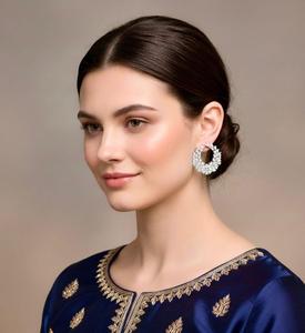 Pear Cut Moissanite <b>Hoop</b> Earrings <b>Sterling</b> <b>Silver</b> Women's Leaf Design Wedding Jewelry Luxury Style Claw Setting - Product Image 2