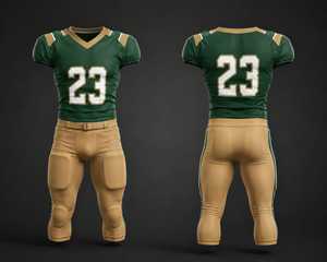 Uniforme de Fútbol Americano Personalizado Verde Bosque y Beige, Jersey Sublimado y Pantalones Acolchados, Ropa Deportiva Profesional Transpirable - Product Image 1