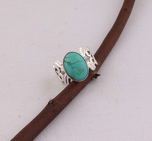 Natural Turquoise <b>Ring</b> 925 Sterling Silver Vintage Style Genuine Blue Gemstone <b>Ring</b> for Women Handcrafted <b>Boho</b> Ethnic Jewelry - Product Image 5