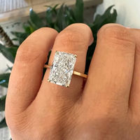 Anillo de Diamante de Laboratorio con Corte Radiante de 4.00 CT, Anillo de Compromiso Minimalista de Lujo, Anillo Solitario Elegante, Joyería Fina, Piedra Certificada IGI