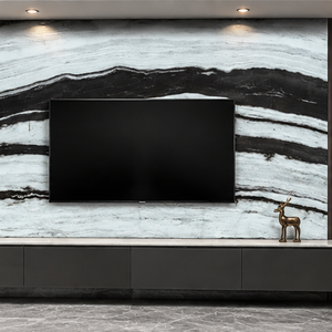 Grande dalle de marbre blanc calcite poli Delmate-2 écologique, design 3D, décoration murale moderne pour salon, surface durable - Product Image 1