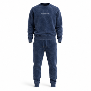 Chándal de invierno personalizado con logo bordado y estampado, estilo urbano, con capucha, efecto deslavado, 100% algodón polar, peso medio, transpirable - Product Image 4