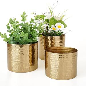 Juego de 3 Macetas Decorativas de Hierro con Acabado Dorado, Perfectas para Plantas de Interior, Suculentas, Hierbas y Decoración Moderna para el Hogar y la Oficina - Product Image 5
