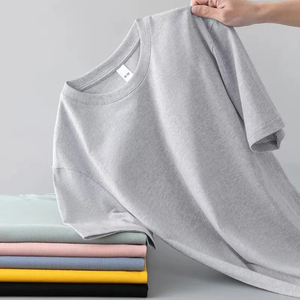 T-shirt d'été uni à manches courtes en jersey de polyester pour homme, coupe classique, avec logo personnalisé OEM, vente en gros - Product Image 4