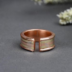 Awesome Handmade Tricolor Copper Ring – Adjustable Mixed Metal <b>Braided</b> Band Modern Unisex Finger <b>Accessory</b> - Product Image 2
