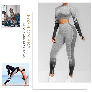 Conjunto de Yoga Ligero para Mujer con Patrón Sólido, Logotipo Frontal, Tela Elástica, Transpirable y de Secado Rápido, Conjunto de 2 Piezas para Yoga y Fitness - Product Image 4