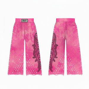 Pantalones Deportivos Casuales de Algodón y Poliéster con Estampado, Estilo Vintage, con Dobladillo Deshilachado, Cómodos y Elegantes, en Oferta - Product Image 5