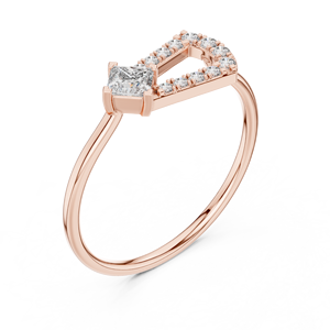 Bague ouverte géométrique en or rose avec diamant Moissanite taille princesse pour femme, bijou fin minimaliste, cadeau - Product Image 4