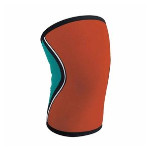 Rodillera de compresión de neopreno de 7mm, naranja y verde azulado, de doble tono, para sentadillas y levantamiento de pesas, con soporte articular bilateral, par - Product Image 3