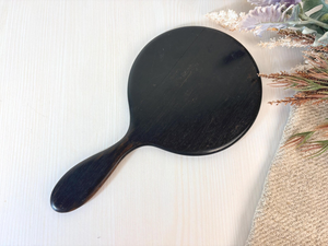 Handmade <b>Black</b> Wooden Handheld Vanity <b>Mirror</b> <b>Round</b> Makeup <b>Mirror</b> Natural Wood Handle Decorative Dressing <b>Mirror</b> Vintage Beauty G - Product Image 5
