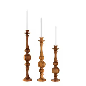 Walnut Wood <b>Candlestick</b> Holder Set Of 3 Tapered Design For Home Decoration Handmade <b>Wooden</b> Candle Holders - Product Image 1