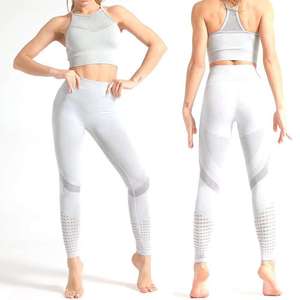 High Quality Women's 2-Piece Seamless Yoga Set Gym Fitness Custom Logo Contrast Color Anti-Wrinkle Breathable Eco-Friendly - Product Image 1