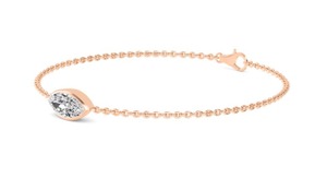 Pulsera de Cadena con Diamante Cultivado en Laboratorio, Corte Marquesa, Solitario con Bisel, 1.00 CTW, Oro Rosa de 9K - Product Image 2