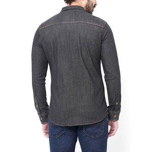 Professional Supplier Turn-Down Collar Cotton Spandex Solid Color <b>Jeans</b> Denim <b>Men</b> <b>Shirt</b> Wholesale Long Sleeve Denim <b>Men</b> <b>Shirt</b> - Product Image 2