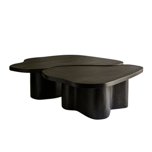 Elegante Juego de Mesas de Centro Encajables de Madera de Teca Sólida con Acabado Oscuro, Mesa de Centro Moderna y Orgánica para el Hogar y Hoteles - Product Image 2